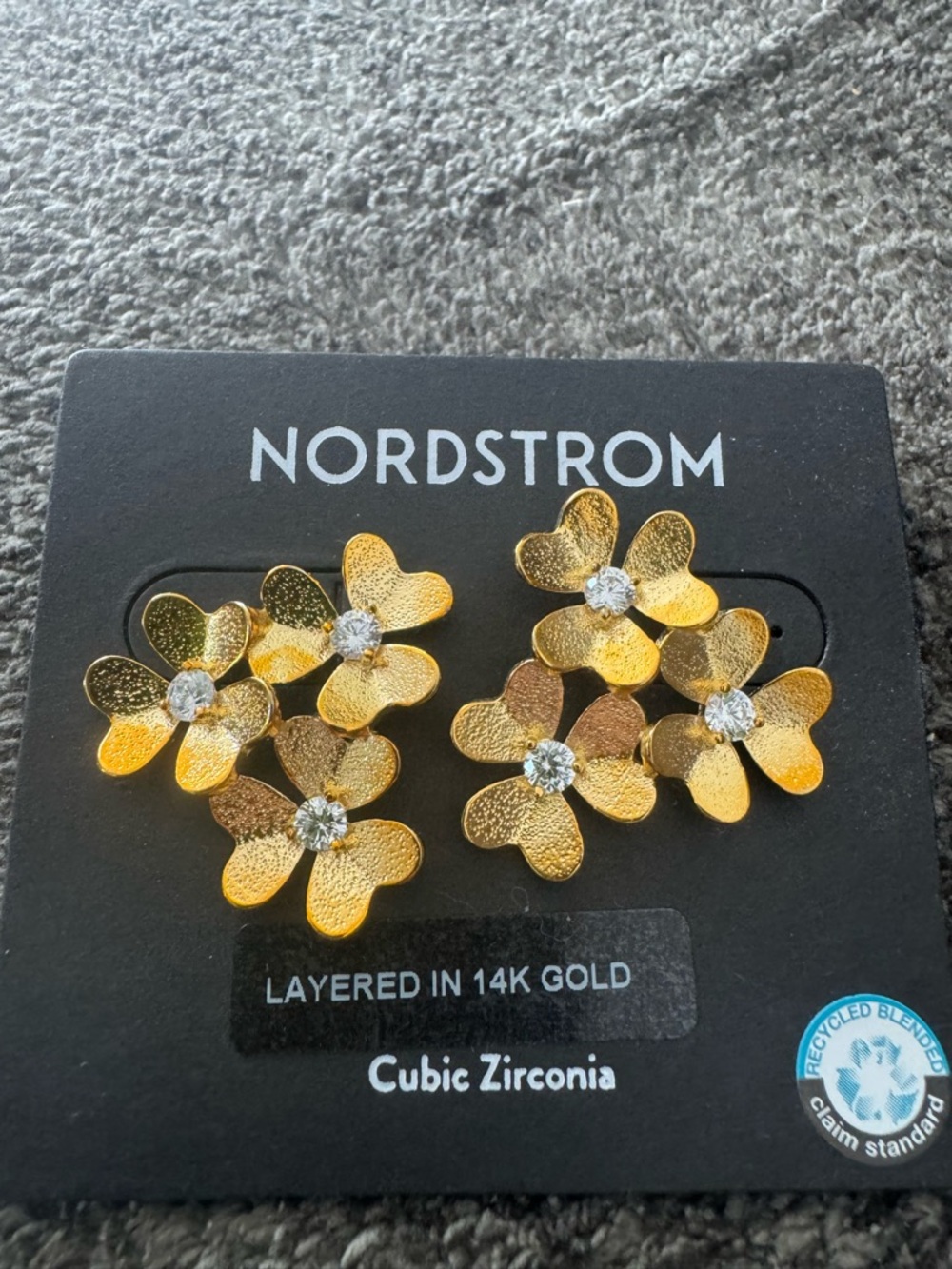 Nordstrom Gold and Clear Crystal Accent Earrings